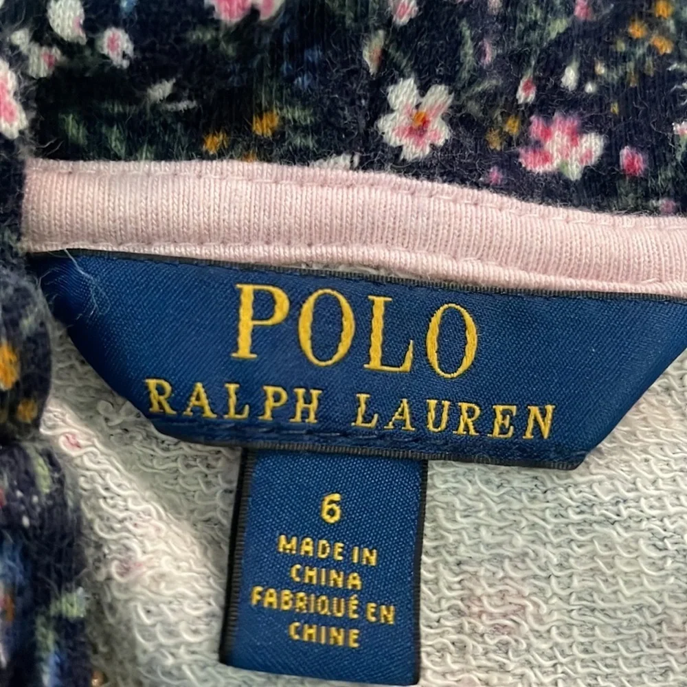 Polo navy floral sweatshirt jacket size 6